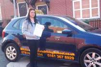 Charlett had driving lessons with mitchells female driving school in tameside.